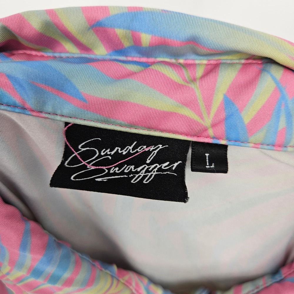 Sunday Swagger Shirt Mens Large Floral Hawaiian Golf Vibrant Short Sleeve - Picture 7 of 10